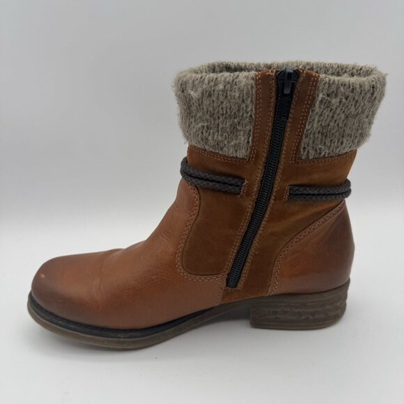 Rieker Women's Fee Sherpa Lined Faux Leather Boots Size EU 39 US 8 Brown Zip - Picture 4 of 9